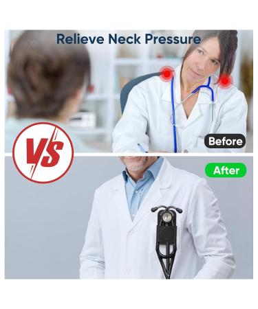 Premium PU Leather Stethoscope Holder Clip - Magnetic Lightweight Holster for Physicians Nurses & EMTs - Fits 3M Littmann & Most Stethoscopes - Black - Buy Online on SooperMarket.com