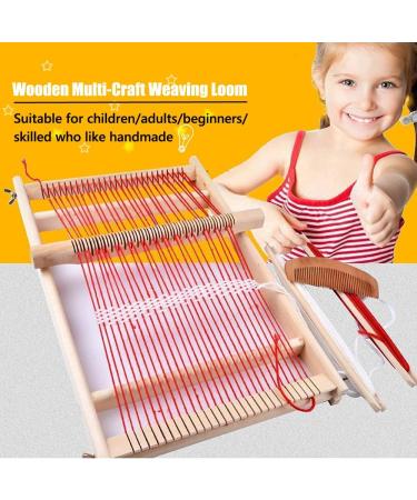 Wooden Multi-Craft Weaving Loom Kit - Large Frame 9.85x15.75x1.3inch - DIY Hand-Knitting Machine for Kids & Adults - White Tapestry Loom with Loom Stick Bar - Beginner-Friendly Handcraft Loom - Buy Online on SooperMarket.com