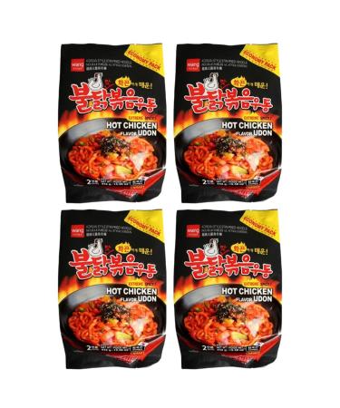 CNMART Wang Hot Chicken Udon Korean Style Stir Fried Noodle 442g (Pack of 4)