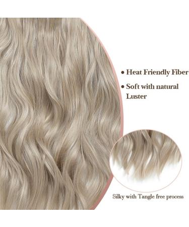 Invisible Wire Hair Extensions Clip in Natural Wavy Synthetic Hair - 20inch Pearl Platinum Blonde - Buy Online on SooperMarket.com