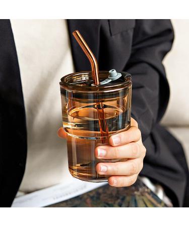BLUEPOLAR 13oz Amber Tumbler Water Bottle with Straw and Lid - Insulated Glass Coffee Mug - Buy Online on SooperMarket.com