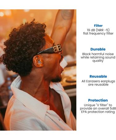 Earasers US Musicians Hearing Protection Earplugs - Reusable Silicone Earplugs with Carrying Bag - 19dB Noise Reduction for Concerts DJs & Drummers - Large Size - Buy Online on SooperMarket.com