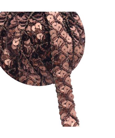 SEWDIYTR Sequin Lace Trim Gimp Braid Lace Ribbon Glitter Sequin Trim for Crafts, Embellishments, Costume Accessories 10 Yards (Brown)
