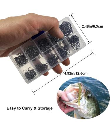 Thkfish Carbon Steel Fishing Hook Set - 500 Eyeless & Eyes Hooks in Plastic Box | 10 Sizes Fishing Accessories for International Shipping - Buy Online on SooperMarket.com