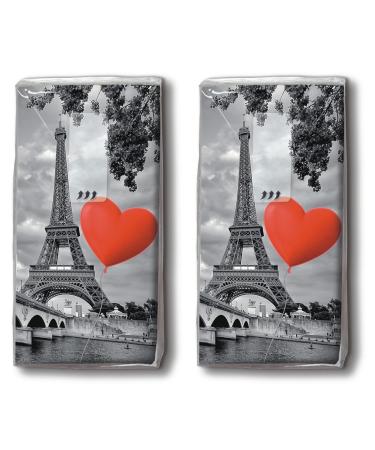 20 handkerchiefs (2x 10) City of Love Love is in the city / Paris / France / motif handkerchiefs