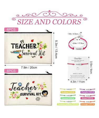 Teacher Appreciation Gift Set - 24 Piece Survival Kit, Makeup Pouch, Blessing Card Bracelet, and Cosmetic Bag for Teacher's Day - Elegant Style 9.1 x 5.9 Inch - Buy Online on SooperMarket.com