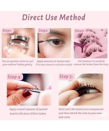 Shop 10 Pairs D Curl False Eyelashes - DIY Waterproof Lash Extension Kit | Fluffy 3D Anime Lashes with Clear Band - MinK (3D09 - Buy Online on SooperMarket.com