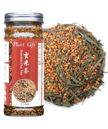 Plant Gift Organic Green Tea - Loose Leaf Japanese Genmaicha Tea 170g/6oz Black Rice Tea Genmai Matcha Roasted Brice Blend