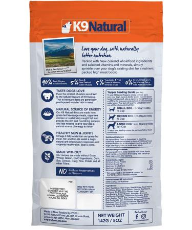 K9 Natural Freeze Dried Dog Food Topper - Grain Free Hypoallergenic Beef Mixer 5oz - Buy Online on SooperMarket.com