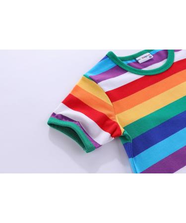 Mud Kingdom Little Boys T-Shirt - Rainbow Stripe - 4 Years - Hot Pink - Short Sleeve - Buy Online on SooperMarket.com