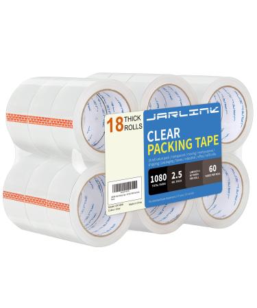 JARLINK Clear Packing Tape (18 Rolls), Heavy Duty Packaging Tape for Shipping Packaging Moving Sealing, 2.5mil Thick, 1.88 inches Wide, 60 Yards Per Roll, 1080 Total Yards 1.88in x 60yd, 2.5mil Thickness 18