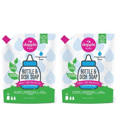 Dapple Baby, Bottle and Dish Liquid Refill Dish Soap Plant Based Hypoallergenic, Fragrance Free, (Pack of 2) 68.0 Fl Oz Fragrance Free 34 Fl Oz (Pack of 2)
