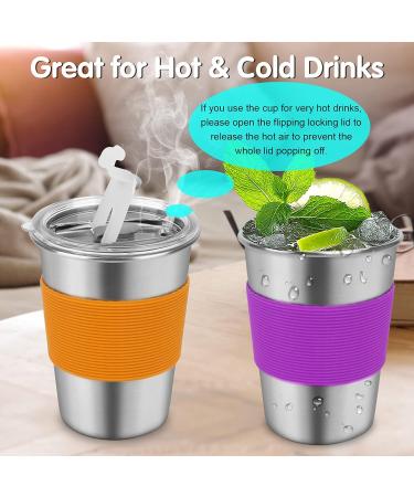 6 Pack 12oz Stainless Steel Spill Proof Kids Cups with Straws and Lids - BPA-Free, Unbreakable Toddler Tumbler for Water, Smoothies - Reusable Metal Sippy Mug for Child and Adult - Buy Online on SooperMarket.com