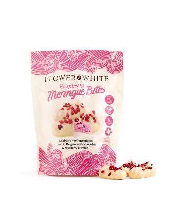 Flower & White Raspberry Meringue Bites - 1 x 75g - Vegetarian - Gluten Free - Low Calorie