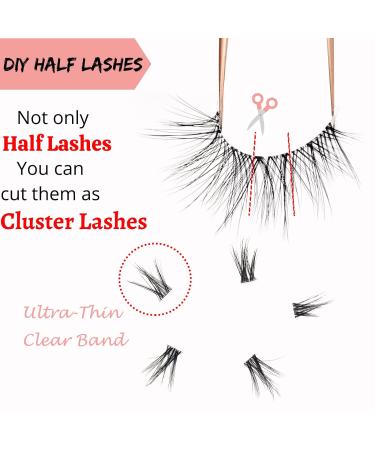 Heracks 14 Pairs Half Lashes Natural Look Cat-Eye Wispy Fluffy False Eyelashes - Reusable DIY Pack (HFS38+HFS62) - Buy Online on SooperMarket.com