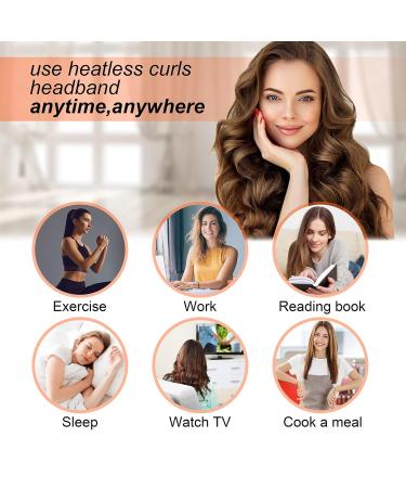 Corated Curls Headband - No Heat Curls for Long Hair | Satin DIY Hairstyling Set with Hair Ties & Clips - Black Leopard - Buy Online on SooperMarket.com