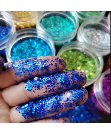 Veroa 12 Colors Chunky Glitter Set for Face, Body, and Hair - Festivals, Parties, Raves - Bright Festive Accessories (5g*12PCS) - Buy Online on SooperMarket.com