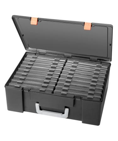 Photo Storage Box 4" x 6" 18 Inner Extra Large Photo Case Large Photo Organizer Acid-Free Photo Box Storage Photo Keeper Photo Storage Case Plastic Craft Storage Box for Photo Stickers Stamps Seeds (Black 18 Boxes) 18 Boxes Black