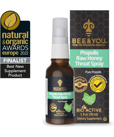BEE and YOU Propolis Throat Spray - 300 mg Bee Propolis per day - Natural Immune Support Sore Throat Relief Antioxidants Keto Paleo Gluten-Free 1 Fl Oz (30 ml) (Propolis) - Buy Online on SooperMarket.com