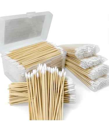 500PCS Precision Gun Cleaning Swabs, 6 Inch Pointed Cotton Swabs with Storage Case - Lint Free Sturdy Cotton Swabs with Bamboo Handle - Long Cotton Swab for Gun Cleaning, Makeup, Electronic