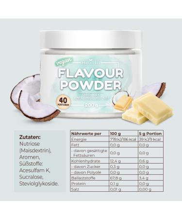 Premium White Chocolate Coconut Flavor Powder | Vegan Gluten-Free Diabetic-Friendly | 200g - Only 9 Kcal per Serving - Buy Online on SooperMarket.com
