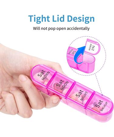 Zoksi Weekly Pill Organizer 4 Times a Day Rainbow Pill Box Organizer 7 Day Am Pm Pill Box Large Travel Pill Case Daily Medication Organizer with 28 Compartments for Fish Oils Clear - Buy Online on SooperMarket.com
