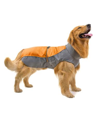 Ranphy dog rain coat waterproof for medium and large dogs reflective rain cover breathable with abdominal protection dachshund labrador dog jacket ultra -light safe dog cladding orange 7xl 7xl (breast size: 85cm) orange and gray