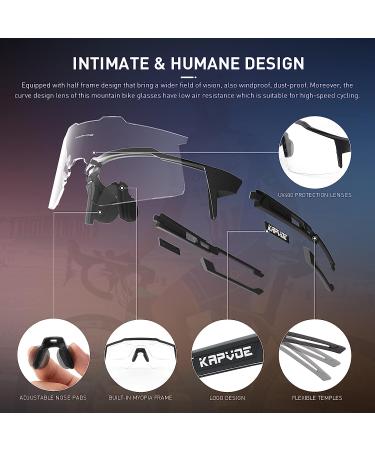 KAPVOE Photochromic Cycling Glasses | MTB Sunglasses with Clear Colorful Lenses - Buy Online on SooperMarket.com