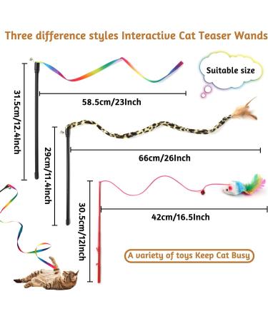 QUOZUO 26 pcs Kitten Toys Cat Toys Cat Toys Variety Pack for Kitty Cat Wand Toy Cat Feather Toys Cat Balls with Bells Cat Mouse Toy Catnip Toys for Indoor Cats - Buy Online on SooperMarket.com