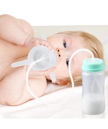 Nuanchu 10 oz Self Feeding Baby Bottle w/ Long Tube Straw | Leak-Proof Baby Feeder Bottle for Imitation Milk Weaning | Mint Green - Buy Online on SooperMarket.com