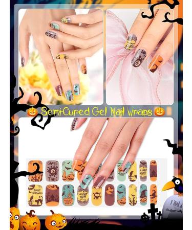 EBANKU Halloween Gel Nail Polish Strips - 20 Stickers for Pumpkin Witch Nail Designs with Nail File Stick - UV/LED Lamp Required - Buy Online on SooperMarket.com
