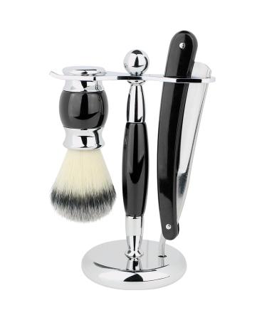 Union Razors SS5 Black Straight Shave Kit - Premium 3-Piece Set with Razor Brush & Wood Handle Stand for a Luxurious Shaving Experience - Buy Online on SooperMarket.com