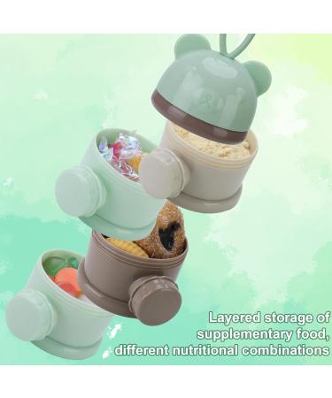 Heyu-Lotus Portable Baby Milk Powder Dispenser - 4 Layers Twist-Lock Formula Storage Container - 270ml per Layer - Silicone Handle - Green - Buy Online on SooperMarket.com