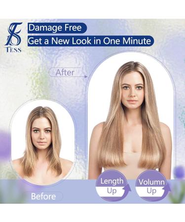 TESS Real Hair Extensions Clip in One Pieces 12 inch Straight Human Hair Extensions with U-shape 6-teeth Snap Clip 12/613 Golden Brown Mixed Bleach Blonde 12 Inch #12P613 Golden Brown & Bleach Blonde - Buy Online on SooperMarket.com