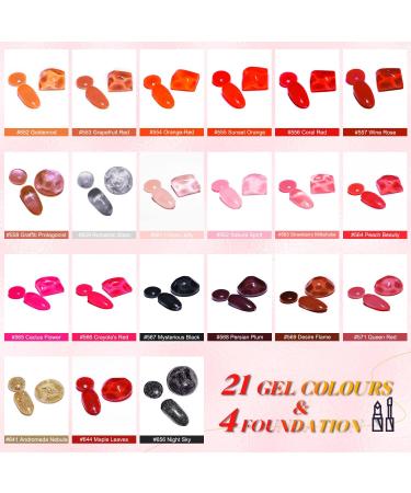 Lavender Violets 25 Pcs Gel Nail Polish Kit with Rose Gold Cat Eye Effect - Includes Blooming Gel, Base Coat, Top Coat, Nail Brush - Soak Off UV LED Varnish for Fashion Party - C401 - Buy Online on SooperMarket.com