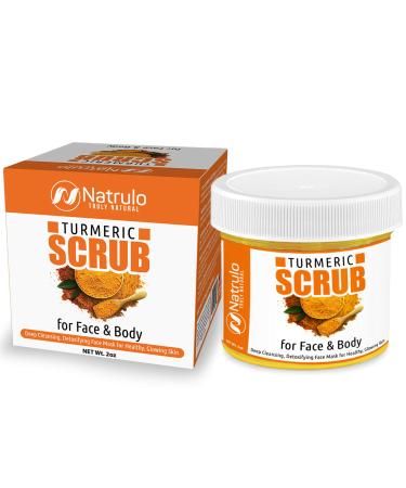 Natrulo Turmeric Face Scrub - Skin Brightening Mask with Turmeric - All-Natural Turmeric Face Mask for Acne Treatment, & Glowing Skin - Boosts Circulation, Evens Skin Tone, & Removes Toxins - Detox Turmeric Clay Face Mask …