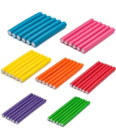 Premium Papilotten Lockenrifler - 42 Multi-Colored Flexi Rods for Gentle Natural Curls Overnight | Ideal for Large & Small Curls - Buy Online on SooperMarket.com