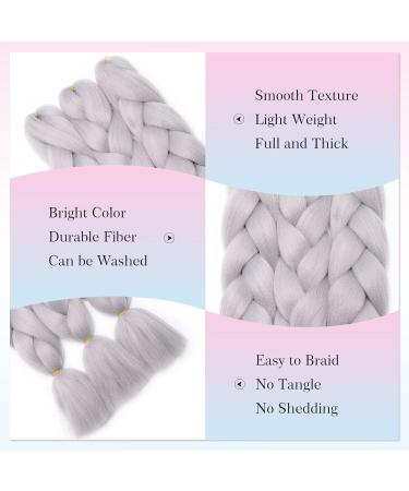 Tess Braids Extensions 60 cm - Jumbo KanCalon Hair for Box Braids - 100g Silver White (1 Piece) - Buy Online on SooperMarket.com