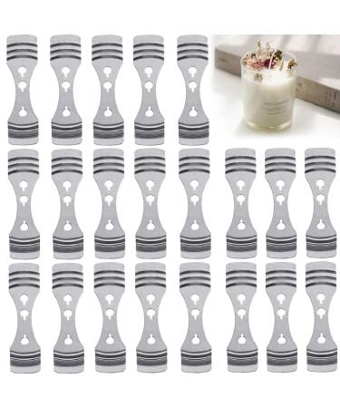 DINGPAI 25pcs Metal Candle Wick Holder, Silver Stainless Steel Candle Wick Centering Devices for Candle Making 25pcs holders