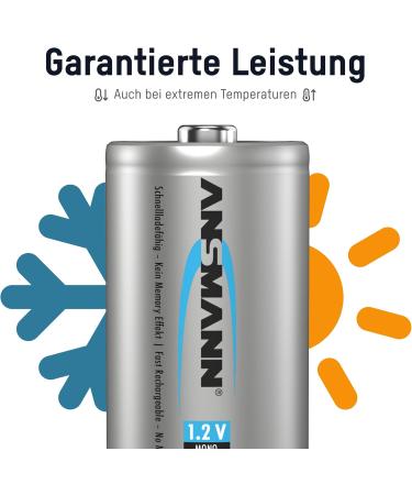 ANSMANN Rechargeable D Batteries 8500mAh - Pre-Charged NiMH Power Accu (4-Pack) | Professional Performance for Flashlights - International Shipping Available - Buy Online on SooperMarket.com
