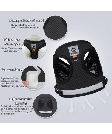 Adjustable Cat Leash Set with Reflective Vest for Kittens & Small Dogs - Polyester Black (Large) | International Shipping - Buy Online on SooperMarket.com