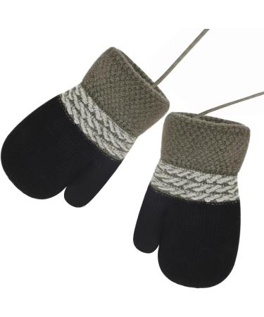 Niceyea Toddler Knitted Gloves | Winter Warm Full Finger Mittens with Fluffy Lining | Magic Gloves for Boys Girls 1-3 Years Old | Black - Buy Online on SooperMarket.com