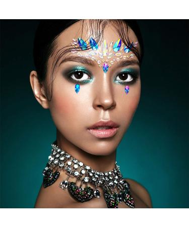 Set of 4 Rhinestone Face Jewels & Festival Gems - Crystal Lemon Temporary Tattoos - Buy Online on SooperMarket.com