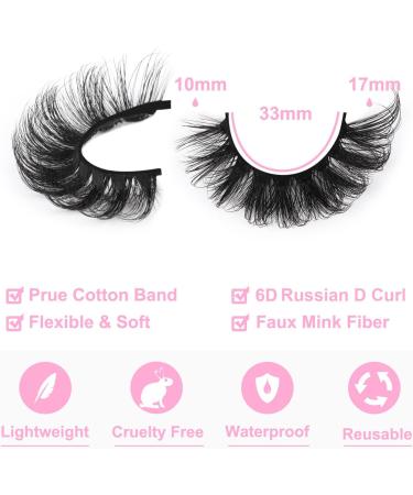 Kiromiro Faux Mink Lashes Fluffy 6D False Eyelashes 17mm Wispy Cat Eye Lashes that Look Like Extensions Strip Lashes Pack - Buy Online on SooperMarket.com