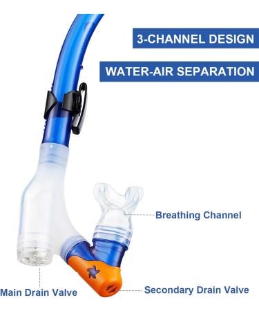 Dorlle Kids Snorkel Set - Premium Dry Snorkel Mask with Anti-Fog Goggles - Blue | Ideal Snorkeling Package for Children - Buy Online on SooperMarket.com