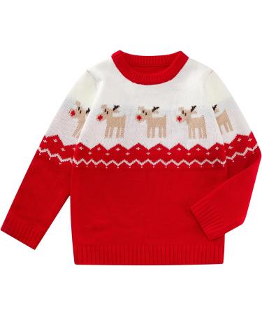 ESHOO Kids Christmas Deer Print Knit Sweater - 3-4 Years (Deer-red) - Buy Online on SooperMarket.com