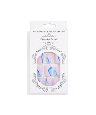 Sethexy Sea Blue Short Square False Nails - 24Pcs Acrylic Press-On Nails for Women & Girls - Buy Online on SooperMarket.com