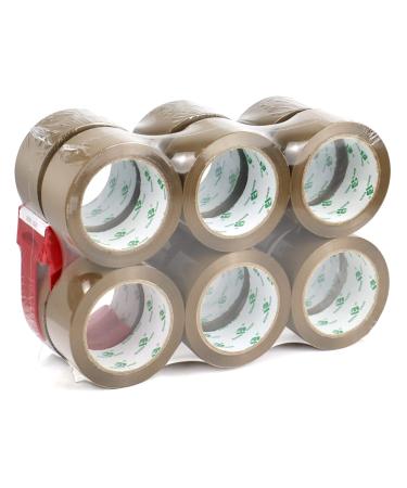 BOMEI PACK Brown Packing Tape Refills, Heavy Duty 12Rolls with 1 Dispenser for Packaging, Shipping and Moving, 2.4Mil 1.88 Inch x 60 Yard