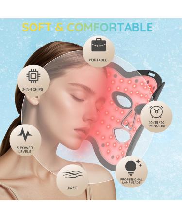 Hottoerak Red Light Mask 660nm & 850nm Near-Infrared LED Face Light with 3-in-1 Chip Professional Red Light Therapy for Face at Home and Travel Ash - Buy Online on SooperMarket.com