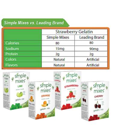 Simple Mixes Natural Gelatin Variety Pack - Strawberry, Orange & Lime - 3.1 oz (6 Pack) - Buy Online on SooperMarket.com